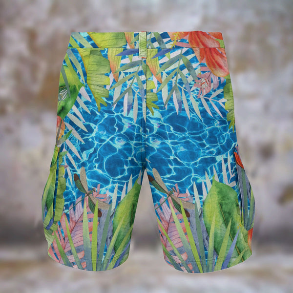 dos - Short collection NIKF Island Vibes – Short Cargo Homme Imprimé - Couleurs Lagon