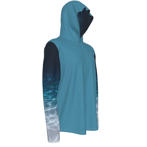 droite - Sweat capuche manche longue et pouce UPF50+ pacific turquoise - Couleurs Lagon