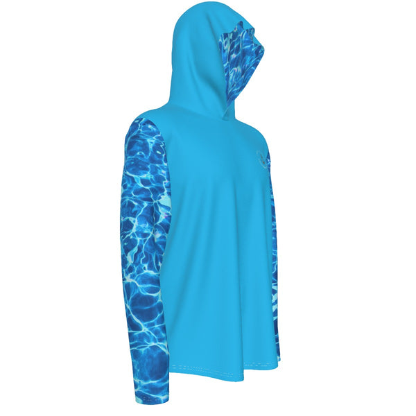 cote droit - Sweat à capuche manche longue et pouce UPF50+ bleu lagon - Couleurs Lagon