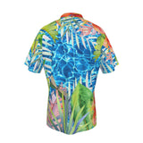 Chemise hawaïenne homme tropicale, vue de dos sur fond blanc