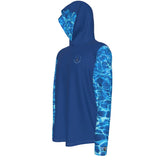 gauche - Sweat à capuche manche longue et pouce UPF50+ bleu marine - Couleurs Lagon
