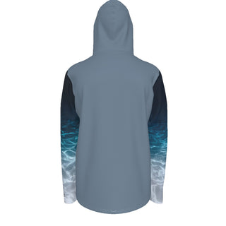 dos - Sweat capuche manche longue et pouce UPF50+ pacific gris - Couleurs Lagon