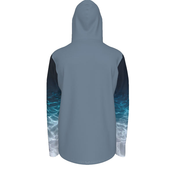 dos - Sweat capuche manche longue et pouce UPF50+ pacific gris - Couleurs Lagon