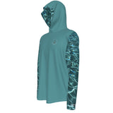 gauche - Sweat capuche manche longue et pouce UPF50+ vert turquoise - Couleurs Lagon