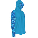 droite - Sweat à capuche manche longue et pouce UPF50+ bleu turquoise - Couleurs Lagon