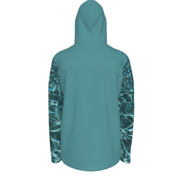 dos - Sweat capuche manche longue et pouce UPF50+ vert turquoise - Couleurs Lagon