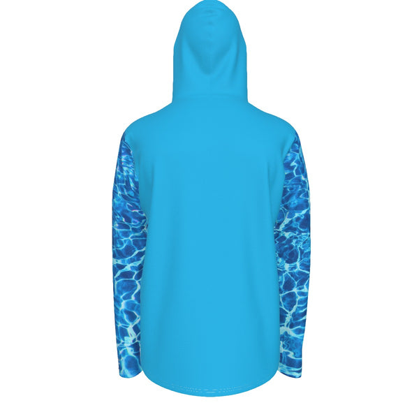 arriere - Sweat à capuche manche longue et pouce UPF50+ bleu lagon - Couleurs Lagon