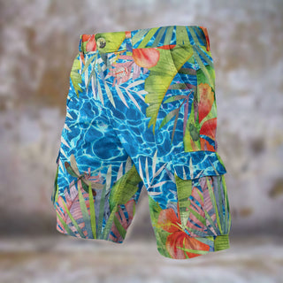 avant gauche - Short collection NIKF Island Vibes – Short Cargo Homme Imprimé - Couleurs Lagon