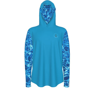 avant - Sweat à capuche manche longue et pouce UPF50+ bleu turquoise - Couleurs Lagon