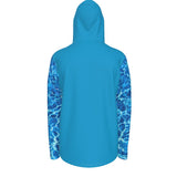 dos - Sweat à capuche manche longue et pouce UPF50+ bleu turquoise - Couleurs Lagon