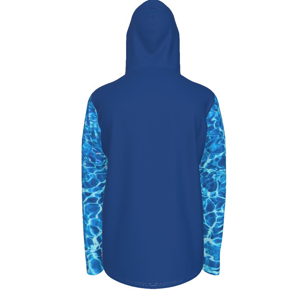 dos - Sweat à capuche manche longue et pouce UPF50+ bleu marine - Couleurs Lagon