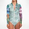 zip av - Combi surf manches longues MITI caraco Meduses Couleurs Lagon