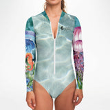 zip av - Combi surf manches longues MITI caraco Meduses Couleurs Lagon
