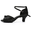 noir 5cm - Chaussure Danse Latine Femme Satin Noeud Talon 5-7cm Pro - Couleurs Lagon