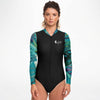 avant - Combi surf manches longues MITI caraco Orchidees Turquoise Couleurs Lagon