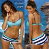 Couleurs Lagon - Bikini Push Up Uni Trio Brazil - Bleu face & dos