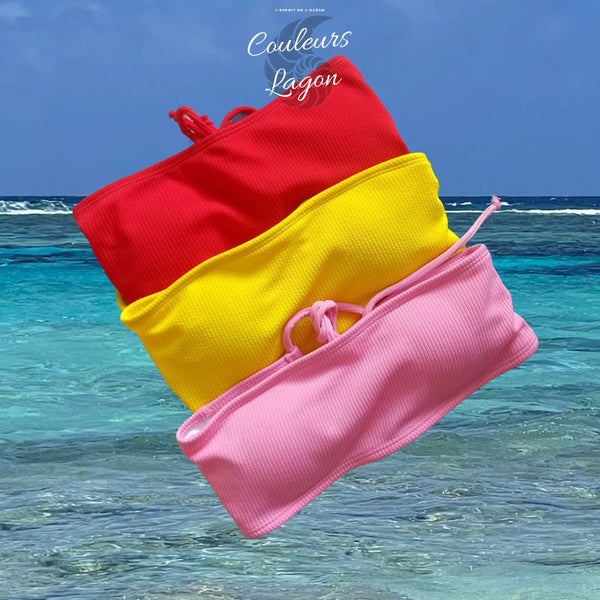 Couleurs Lagon - Sexy Bikini 2 pièces Micro Bandeau Lacets Tangua Taille Haute Brésilien