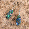 Couleurs Lagon - Boucle d'oreille en argent et pierre de sédiment marin Vert Océan - sur roche