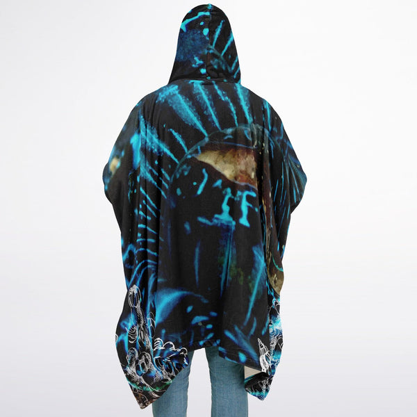 dos hom - Poncho Plaid Polaire à Capuche – Flannel Surf & Cocooning | Couleurs Lagon