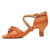 marron 5.5cm - Chaussure de danse latine professionnelle boucle avant réglable - Couleurs Lagon