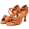 marron 7.5cm - Chaussure de danse latine professionnelle boucle avant réglable - Couleurs Lagon