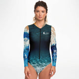 Combinaison surf femme manches longues MITI Caraco Bleu Marine — vue avant — Couleurs Lagon