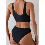 Bikini taille haute deux pièces femme noir vert - Couleurs Lagon - dos noir