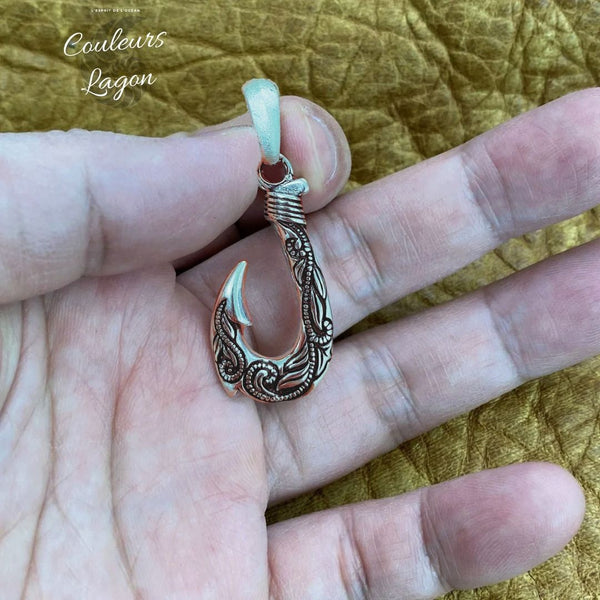 taille main anneau brossé - Pendentif Vintage Argent s925 Hameçon Viking Ocean