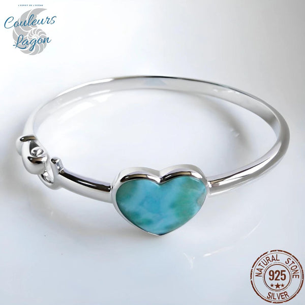 Couleurs Lagon - Bracelet Argent 925 et Larimar BLUE HEART