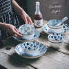 Couleurs Lagon - Service et Bols en Porcelaine Céramique Japonaise Bleu Floral Antique - service 16 pcs sur table