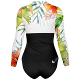 dos 3d - Combi surf manches longues MITI caraco Hibiscus Couleurs Lagon