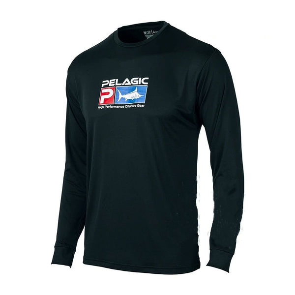 Couleurs Lagon - Chemise de Pêche Respirante Lycra Manches Longues UV50+ UNI OCEAN PELAGIC - black