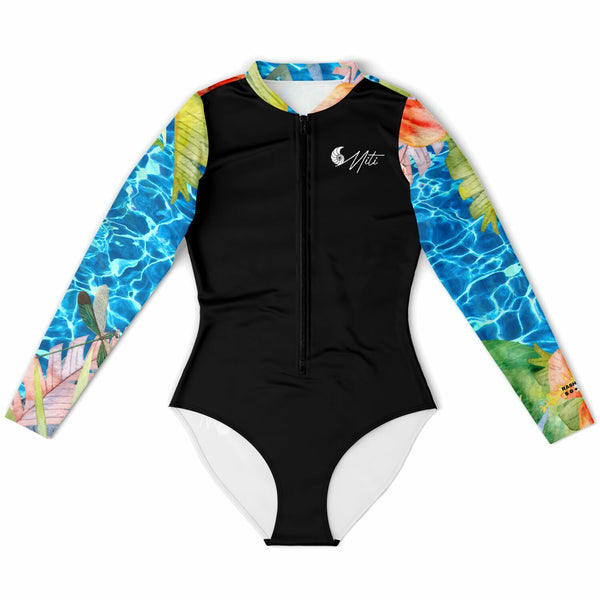 avant a plat - Combi surf manches longues MITI Caraco ISLAND VIBES Couleurs Lagon