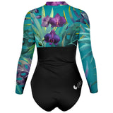 dos 3d - Combi surf manches longues MITI caraco Orchidees Turquoise Couleurs Lagon