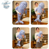Couleurs Lagon - Jouet Peluche Oreiller Baleine Bleu 3D 50-110cm - tailles avec personne
