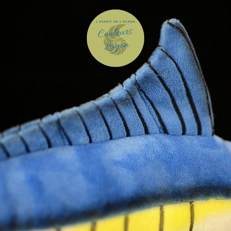 Couleurs Lagon - Jouet Peluche Réaliste Marlin Bleu 46cm 18in - gros plan dorsale