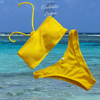 Couleurs Lagon - Sexy Bikini 2 pièces Micro Bandeau Lacets Tangua Taille Haute Brésilien