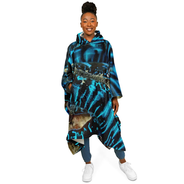 av femme - Poncho Plaid Polaire à Capuche – Flannel Surf & Cocooning | Couleurs Lagon