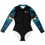 Combi surf manches longues MITI Bénitier Bleu Océan — à plat avant — Couleurs Lagon