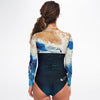 dos - Combi surf manches longues MITI caraco Bleu Marine Couleurs Lagon