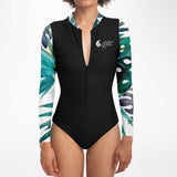 zip avant - Combi surf manches longues MITI caraco Orchidees Couleurs Lagon