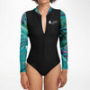 zip av - Combi surf manches longues MITI caraco Orchidees Turquoise Couleurs Lagon