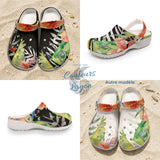 Sabots Crocs Homme Noir Floral Hibiscus 2 | Chaussures Plage EVA Légères | Couleurs Lagon — vue d'ensemble
