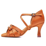 marron 7.5 - Chaussure de danse latine professionnelle boucle avant réglable - Couleurs Lagon