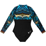 Combi surf manches longues MITI Bénitier Bleu Océan — à plat dos — Couleurs Lagon