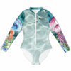 a plat avant - Combi surf manches longues MITI caraco Meduses Couleurs Lagon
