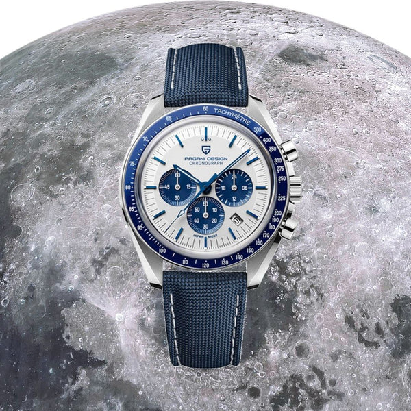 Montre tachymètre homme SPEEDMASTER MoonWatch V4 hommage Omega vue 19 - Couleurs Lagon