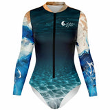 Combinaison surf femme manches longues MITI Caraco Bleu Marine — vue fantôme avant