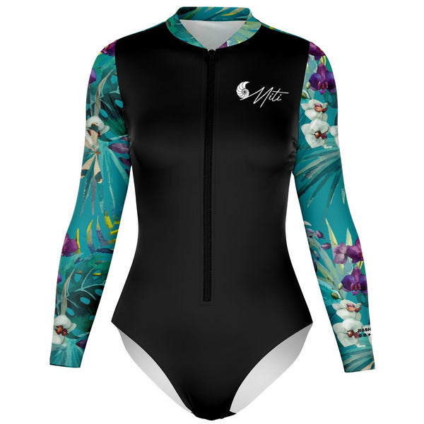 av 3d - Combi surf manches longues MITI caraco Orchidees Turquoise II Couleurs Lagon