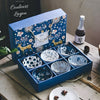 Couleurs Lagon - Service et Bols en Porcelaine Céramique Japonaise Bleu Floral Antique - 2 bols boite noel bleu
